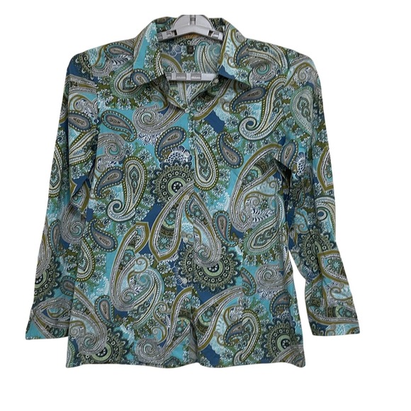 Tommy Bahama Tops - Tommy Bahama Top Women's‎ 10 Multi Color Paisley Button Up Long Sleeve Blouse